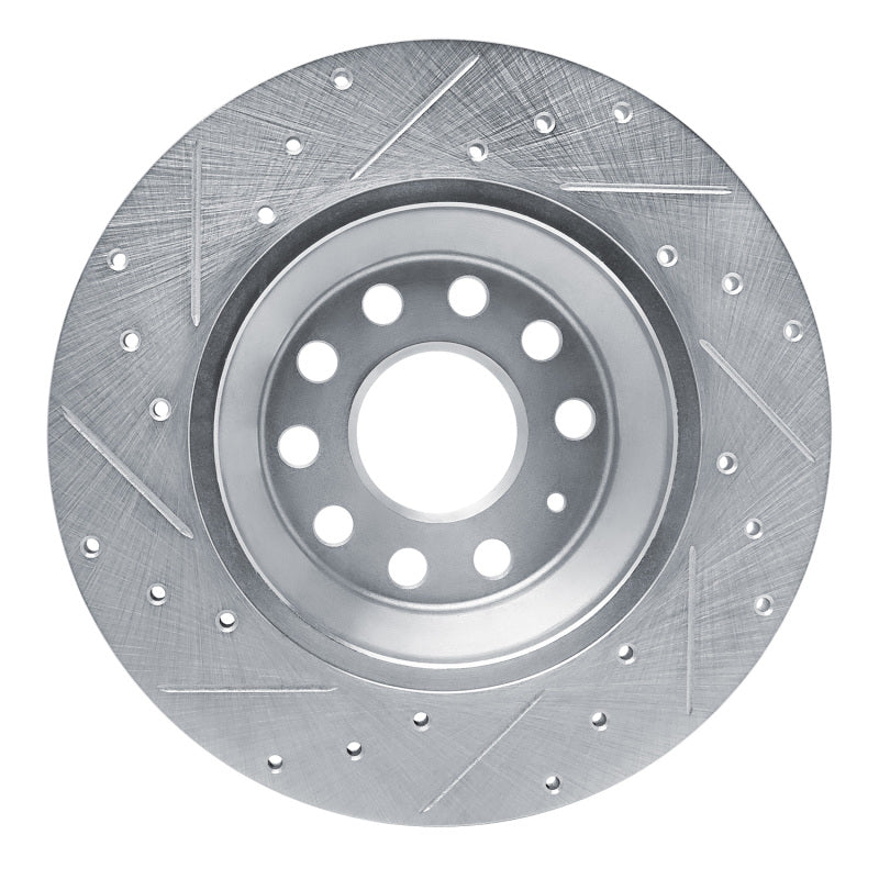 R1 16-25 Audi Q3 Rear Right Drilled & Slotted Silver Brake Rotor