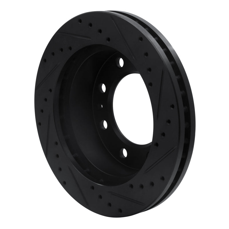 R1 01-25 Chevrolet Silverado 3500 Front Left Drilled & Slotted Black Brake Rotor