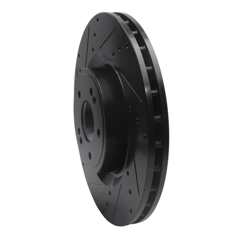 R1 18-22 Genesis G70 Front Left Drilled & Slotted Black Brake Rotor