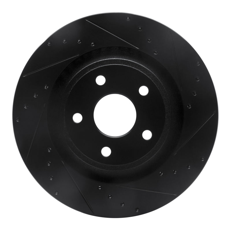 R1 06-10 Jeep Grand Cherokee Front Right Drilled & Slotted Black Brake Rotor
