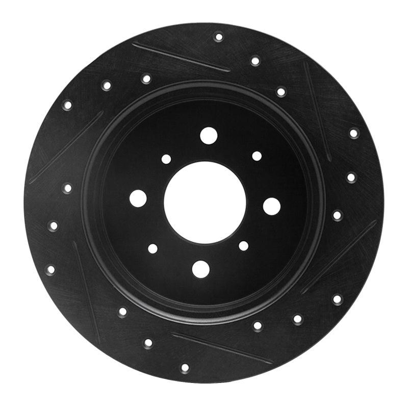 R1 01-05 Acura EL Rear Left Drilled & Slotted Black Brake Rotor