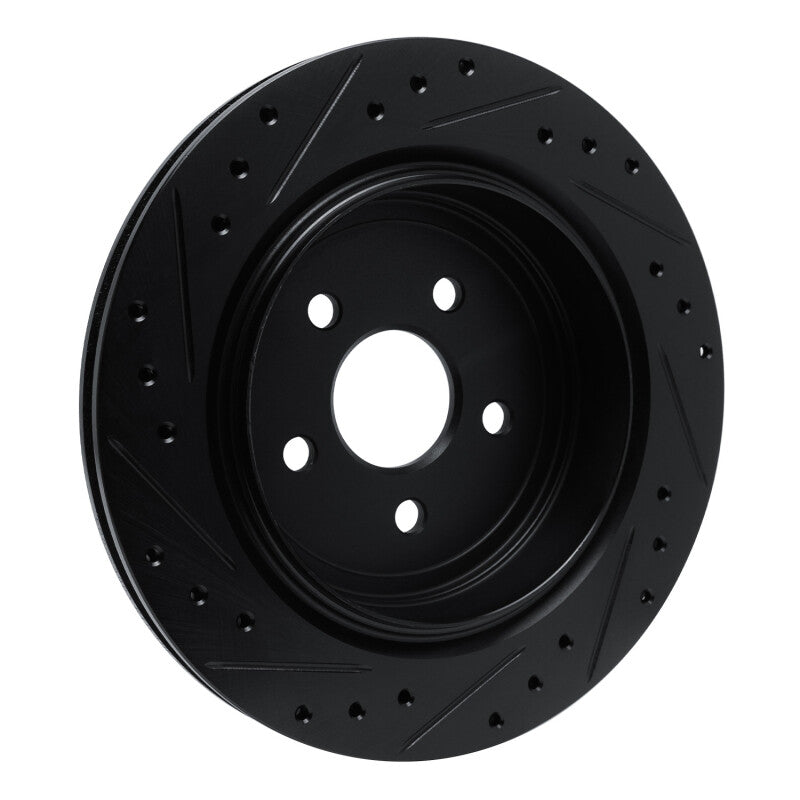 R1 89-95 Chrysler LeBaron Rear Right Drilled & Slotted Black Brake Rotor