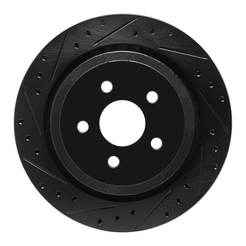 R1 89-95 Chrysler LeBaron Rear Left Drilled & Slotted Black Brake Rotor