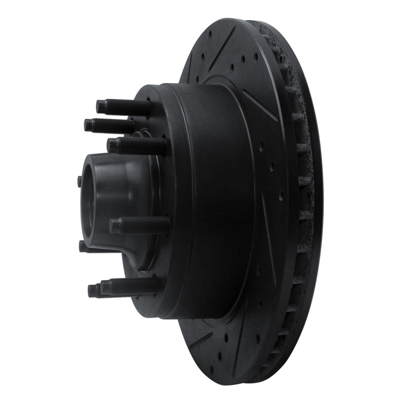 R1 95-07 Ford E-350 Econoline Club Wagon Front Left Drilled & Slotted Black Brake Rotor