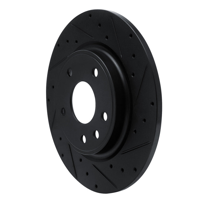 R1 17-25 Chrysler Voyager Rear Right Drilled & Slotted Black Brake Rotor