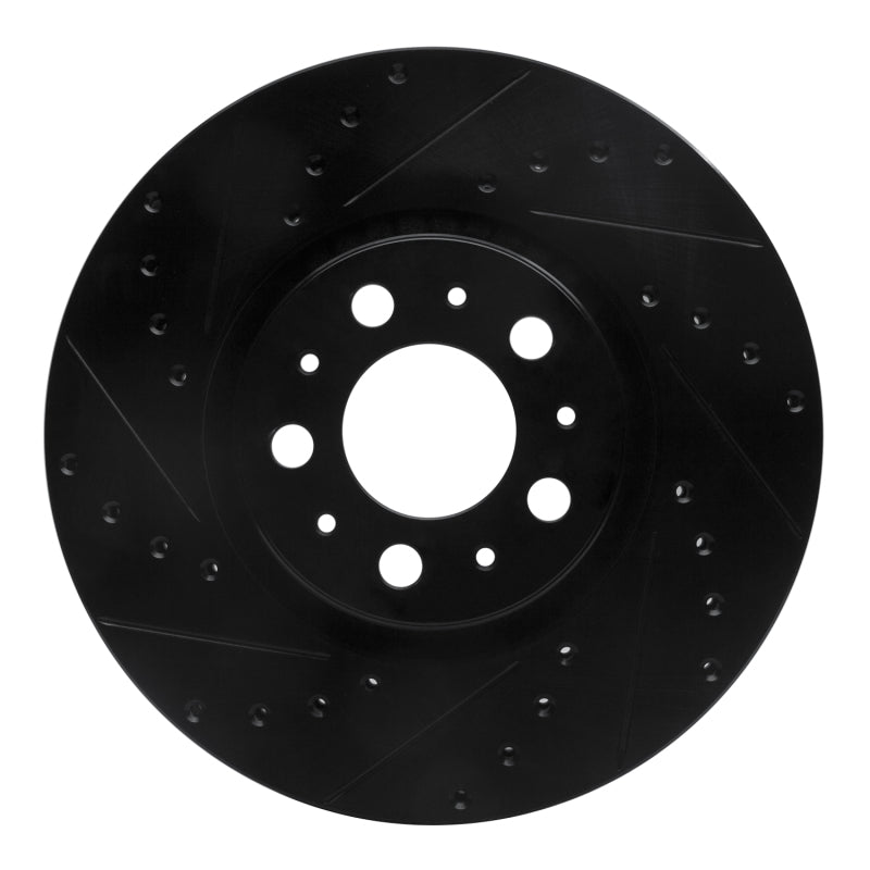 R1 03-09 Volvo S60 Front Left Drilled & Slotted Black Brake Rotor