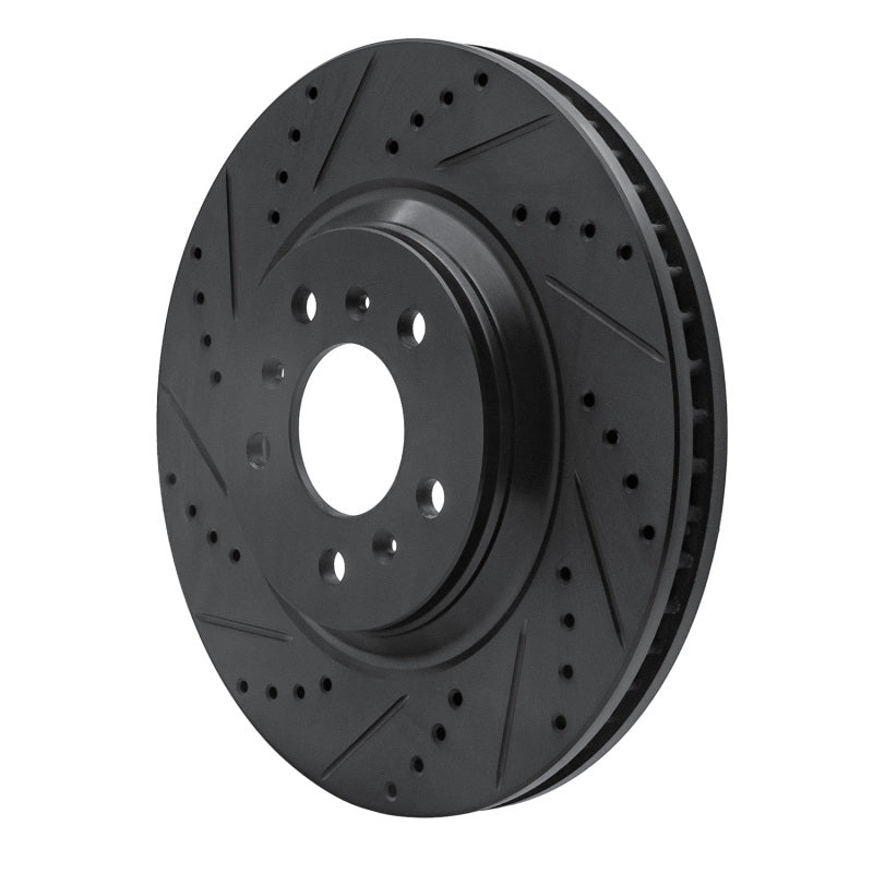 R1 06-16 Buick Allure Front Left Drilled & Slotted Black Brake Rotor