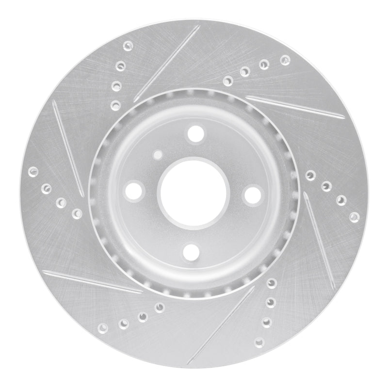 R1 2016-2025 Fiat 124 Spider Front Right Drilled & Slotted Silver Brake Rotor