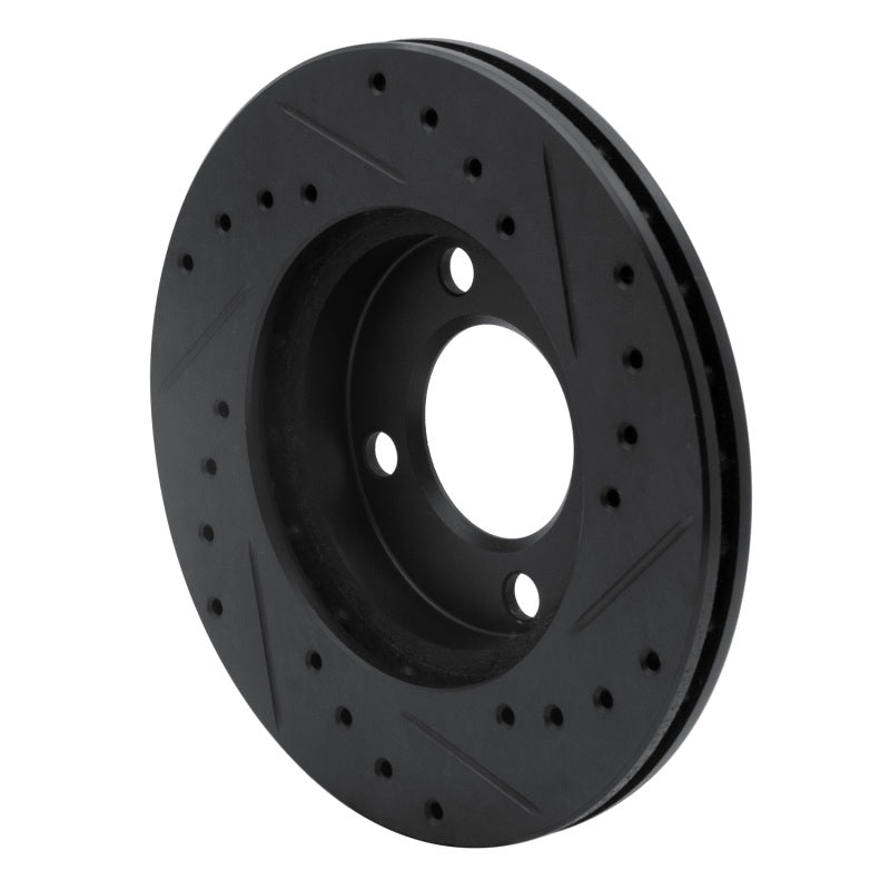 R1 80-08 Audi 4000 Front Left Drilled & Slotted Black Brake Rotor