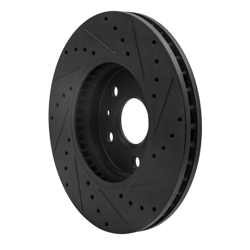 R1 2008-2014 Cadillac CTS Front Left Drilled & Slotted Black Brake Rotor