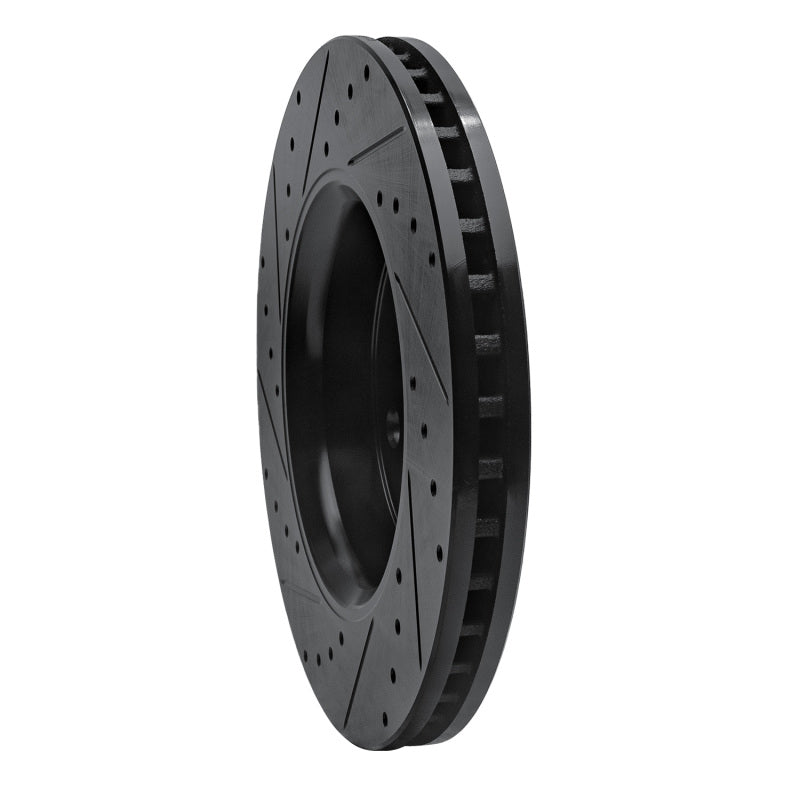 R1 11-22 Dodge Durango Front Right Drilled & Slotted Black Brake Rotor
