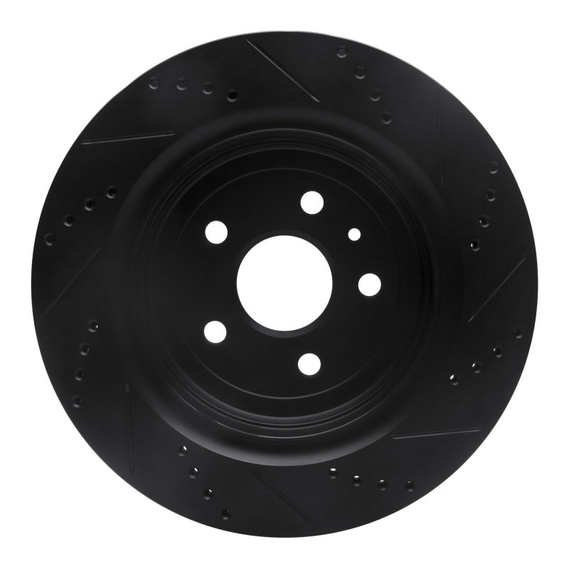 R1 16-24 Cadillac ATS Rear Left Drilled & Slotted Black Brake Rotor