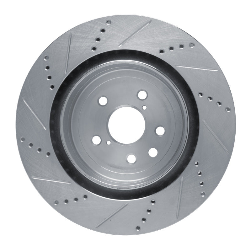 R1 15-22 Lexus GS F Right Rear Drilled & Slotted Silver Brake Rotor