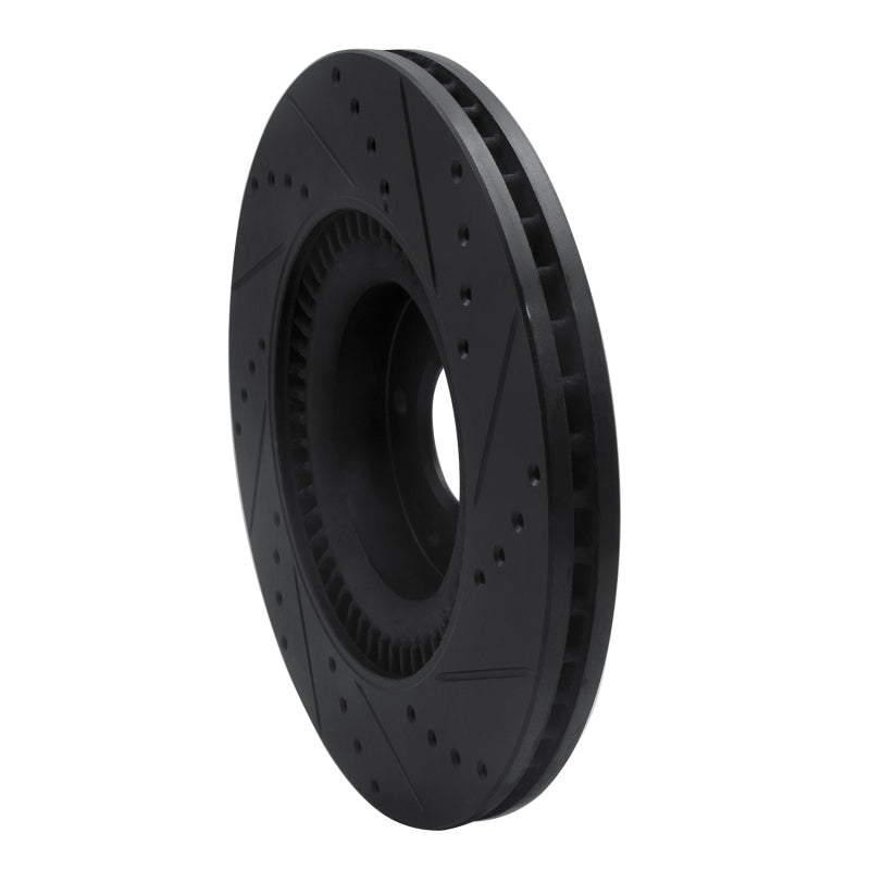 R1 11-17 Genesis G80 Front Left Drilled & Slotted Black Brake Rotor