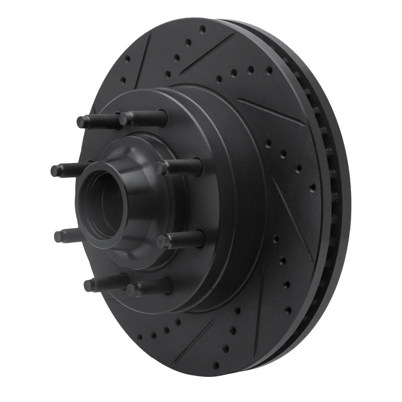 R1 08-25 Ford E-350 Super Duty Front Left Drilled & Slotted Black Brake Rotor