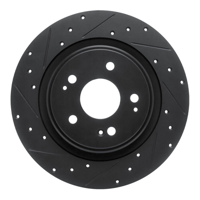 R1 17-20 Acura MDX Rear Left Drilled & Slotted Black Brake Rotor
