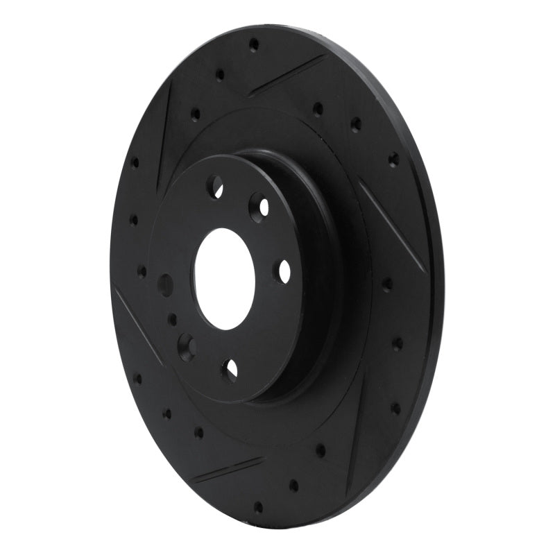 R1 01-05 Mazda Miata Rear Left Drilled & Slotted Black Brake Rotor