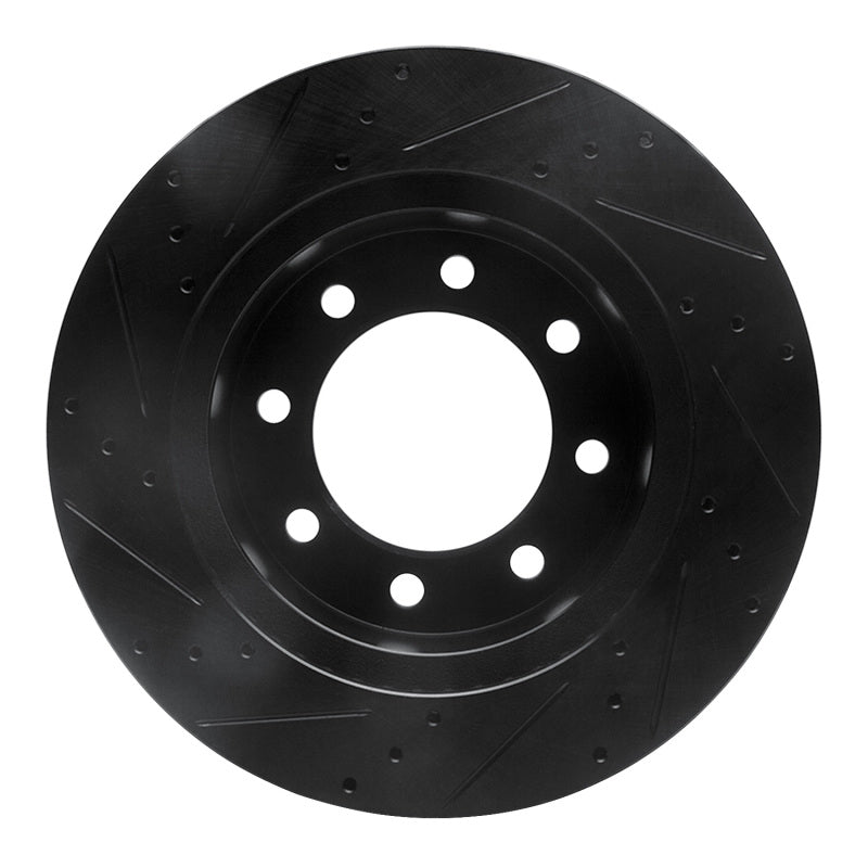 R1 03-08 Dodge Ram 3500 Front Right Drilled & Slotted Black Brake Rotor