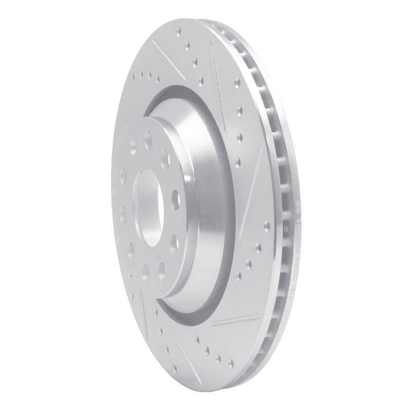 R1 06-25 Audi Q3 Rear Right Drilled & Slotted Silver Brake Rotor