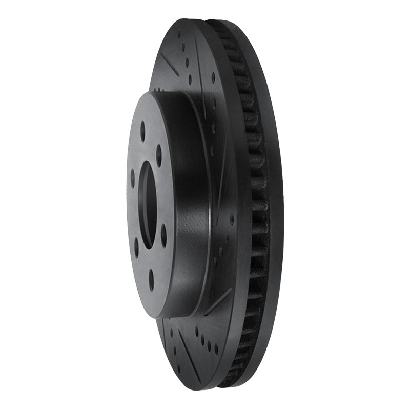 R1 98-99 Cadillac DEVILLE Front Right Drilled & Slotted Black Brake Rotor