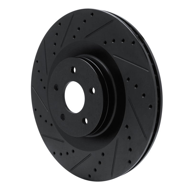 R1 16-18 Ford Focus Front Left Drilled & Slotted Black Brake Rotor