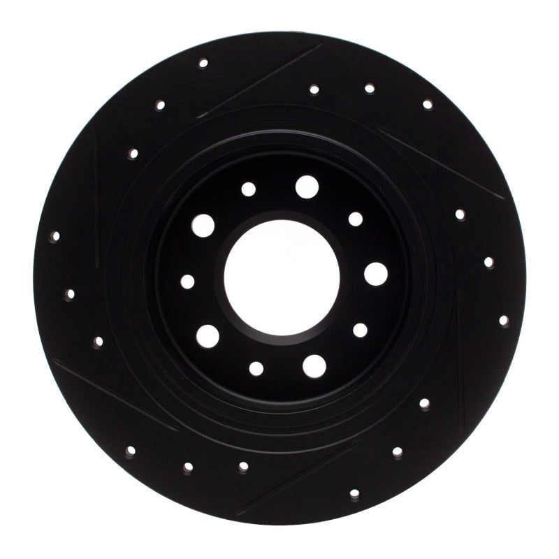 R1 2016-2025 Buick LaCrosse Rear Right Drilled & Slotted Black Brake Rotor
