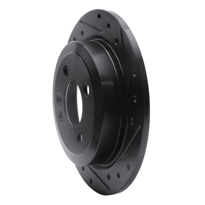 R1 02-15 Mini Cooper (Excl Clubman) Rear Right Drilled & Slotted Black Brake Rotor