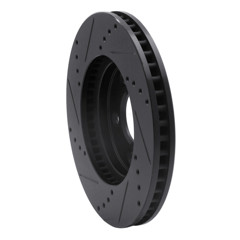 R1 05-10 Ford Mustang Front Right Drilled & Slotted Black Brake Rotor