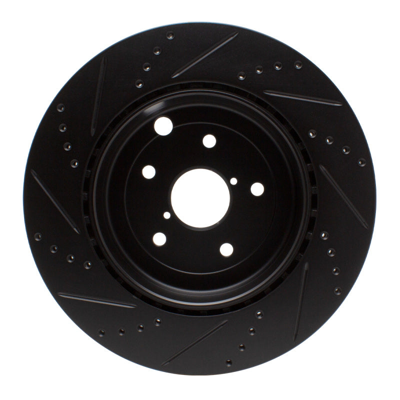 R1 18-25 Subaru WRX Rear Right Drilled & Slotted Black Brake Rotor