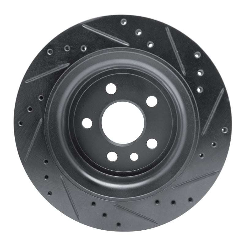 R1 10-17 Volvo XC60 Rear Left Drilled & Slotted Black Brake Rotor