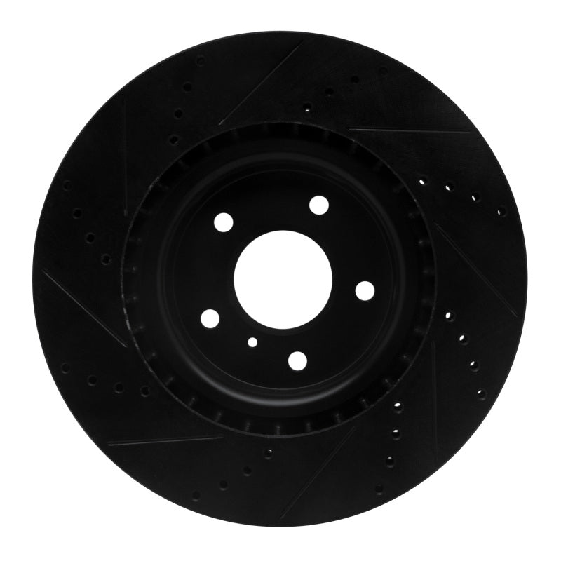 R1 03-08 Infiniti G35 Front Right Drilled & Slotted Black Brake Rotor