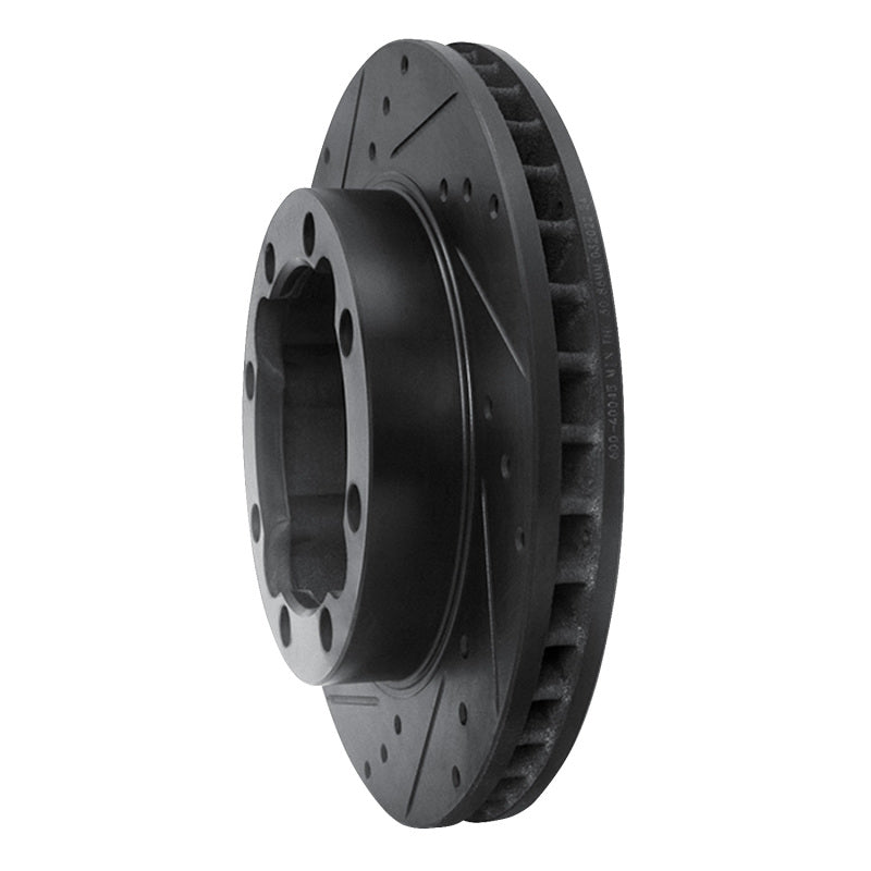 R1 88-00 Chevrolet K2500 Front Left Drilled & Slotted Black Brake Rotor