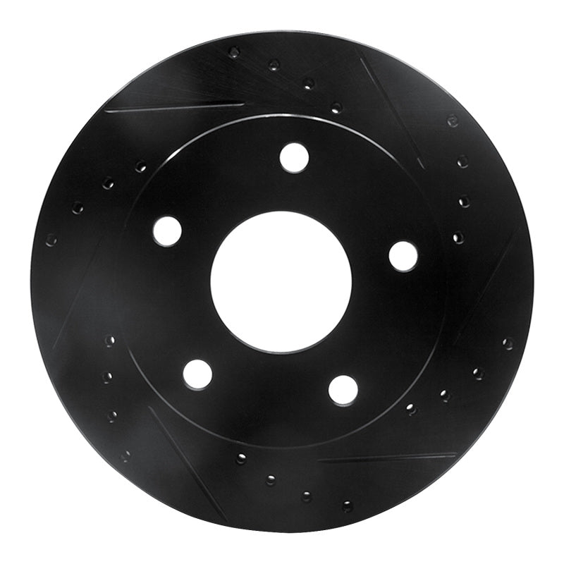 R1 94-99 Dodge Ram 1500 Pickup Front Right Drilled & Slotted Black Brake Rotor