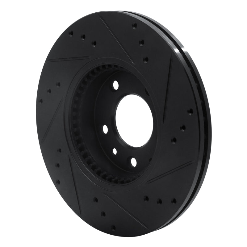 R1 06-13 Ford Fusion Front Left Drilled & Slotted Black Brake Rotor