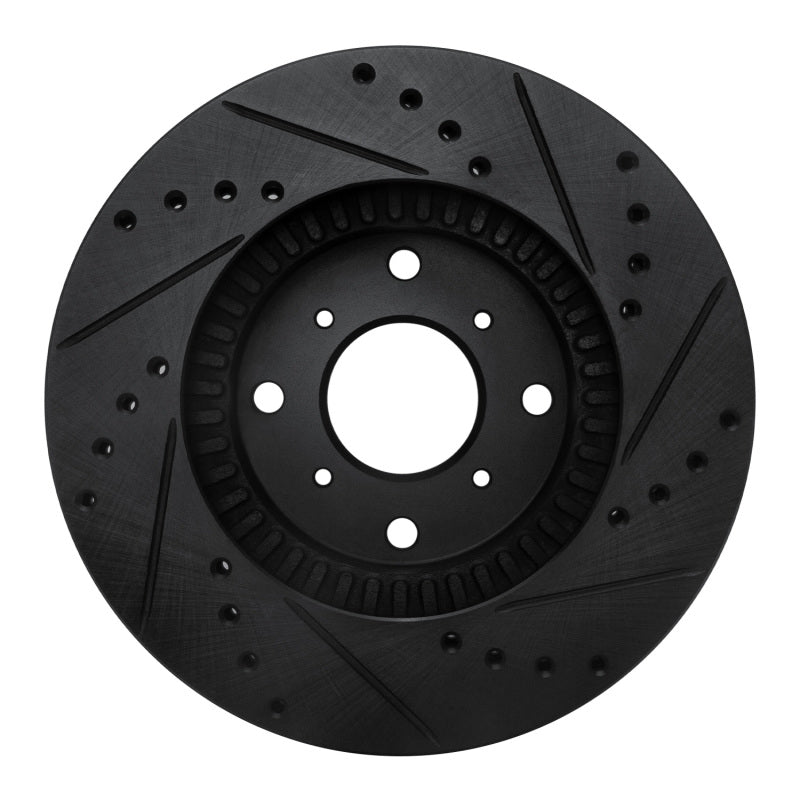 R1 92-96 Honda Prelude Front Left Drilled & Slotted Black Brake Rotor