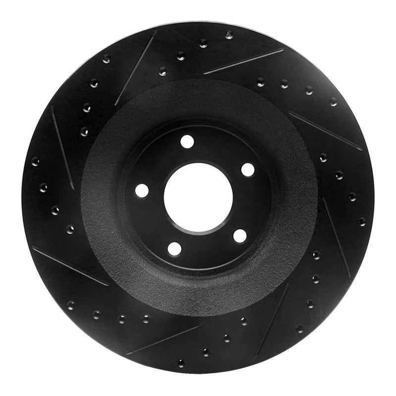 R1 08-14 Chrysler 200 Front Right Drilled & Slotted Black Brake Rotor