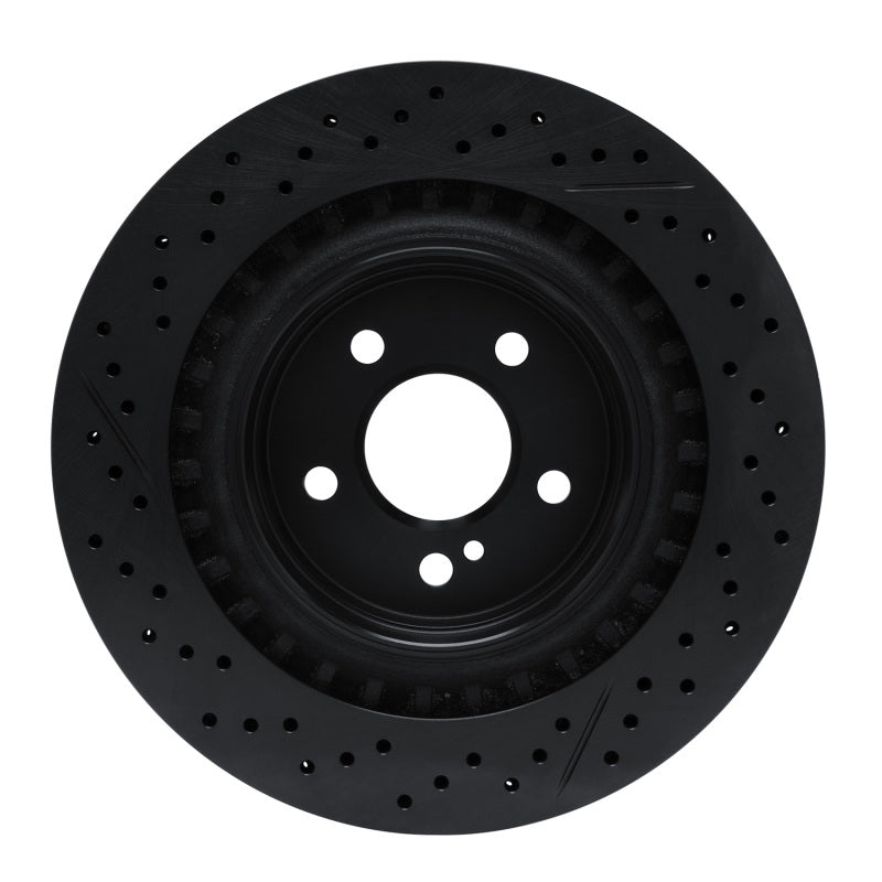 R1 08-15 Mercedes-Benz C63 AMG Rear Drilled & Slotted Black Brake Rotor
