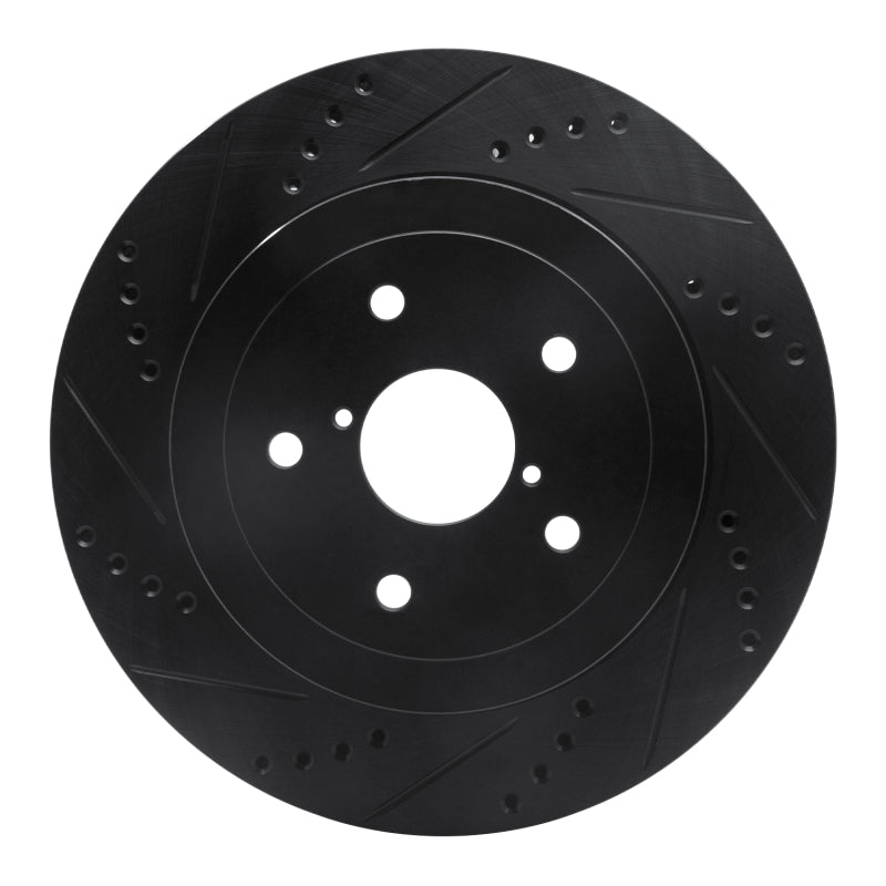 R1 05-07 Subaru Impreza Rear Left Drilled & Slotted Black Brake Rotor