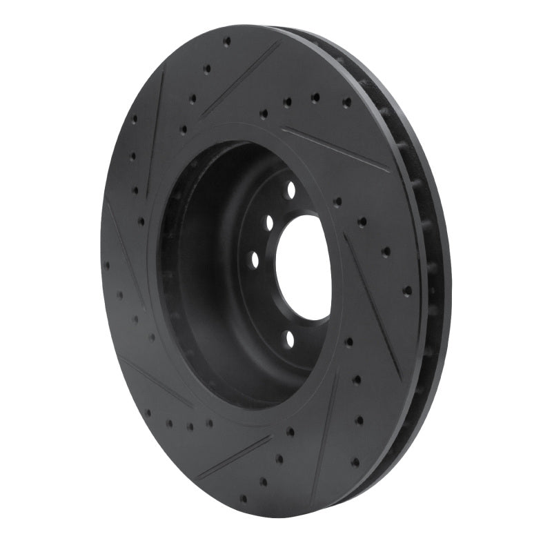 R1 11-16 BMW Z4 Front Right Drilled & Slotted Black Brake Rotor