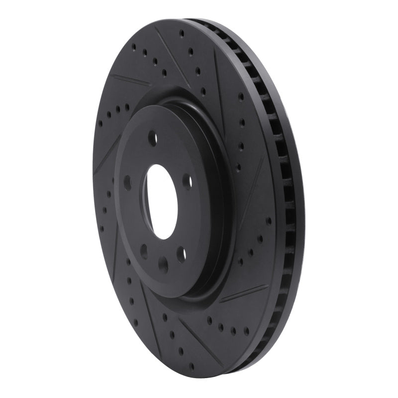 R1 11-19 Ford Explorer Front Right Drilled & Slotted Black Brake Rotor