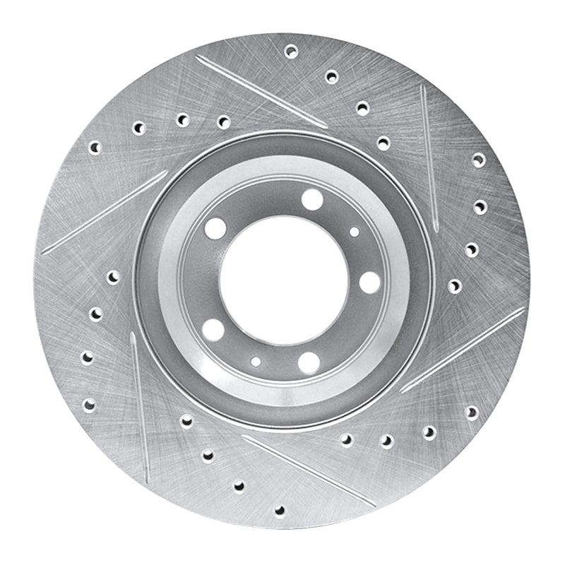 R1 81-89 Alfa Romeo Milano Front Left Drilled & Slotted Silver Brake Rotor