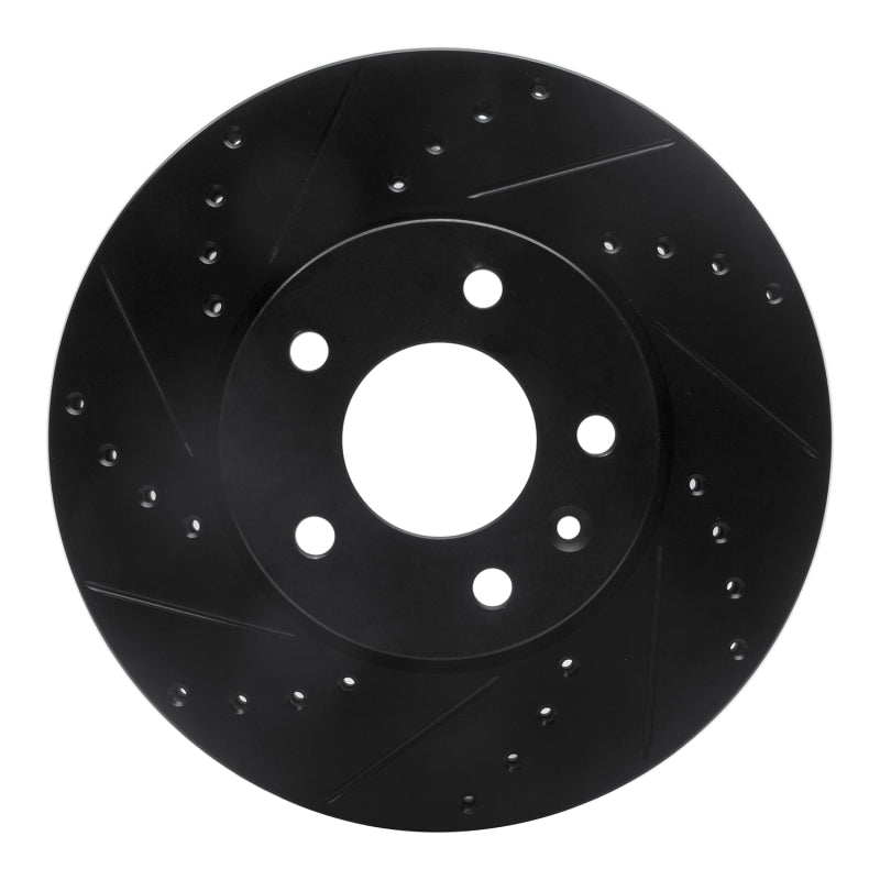 R1 13-25 Cadillac ATS Front Left Drilled & Slotted Black Brake Rotor