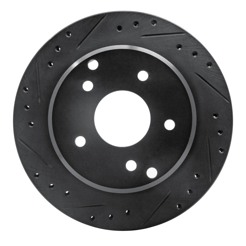 R1 84-87 Chevrolet Corvette Rear Left Drilled & Slotted Black Brake Rotor