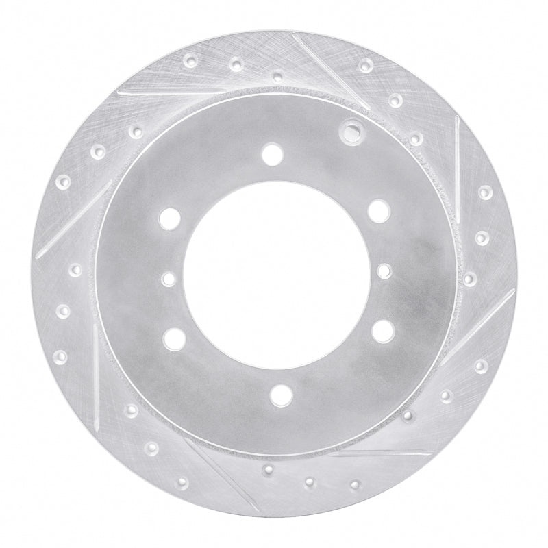 R1 90-04 Mitsubishi Montero Rear Right Drilled & Slotted Silver Brake Rotor