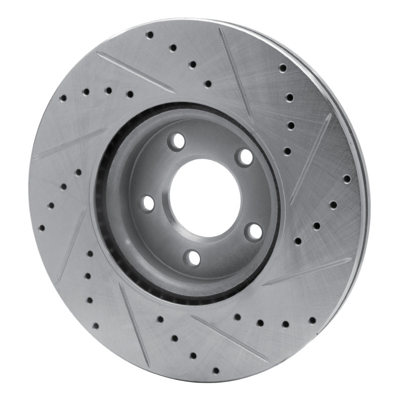 R1 07-13 Mazda 3 Front Left Drilled & Slotted Silver Brake Rotor