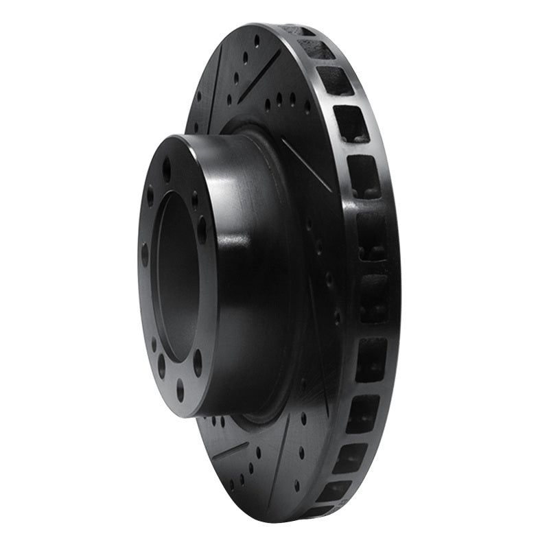 R1 86-91 Porsche 928 Right Front Drilled & Slotted Black Brake Rotor