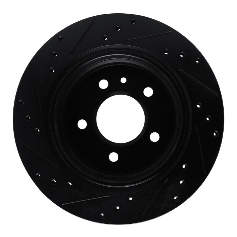 R1 88-94 BMW 750IL Rear Right Drilled & Slotted Black Brake Rotor