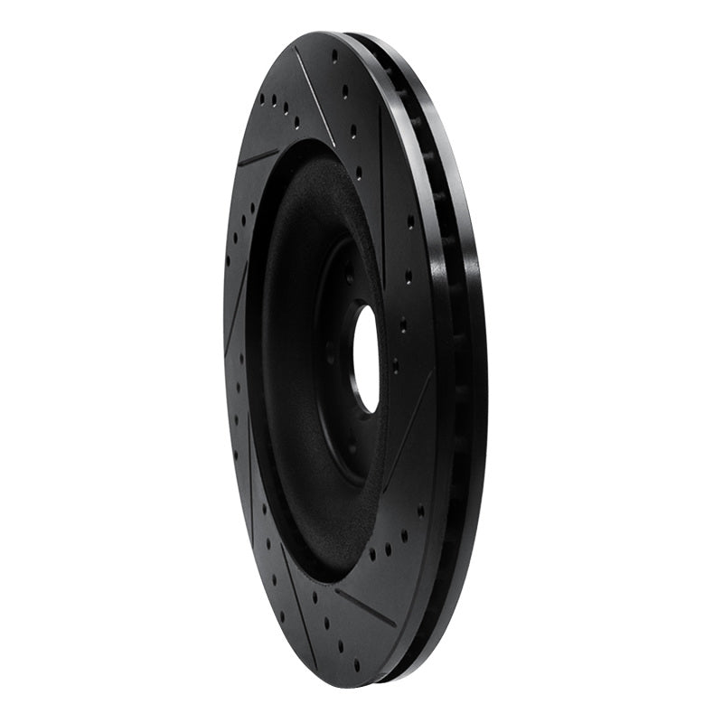 R1 10-24 Jaguar XFR Rear Left Drilled & Slotted Black Brake Rotor