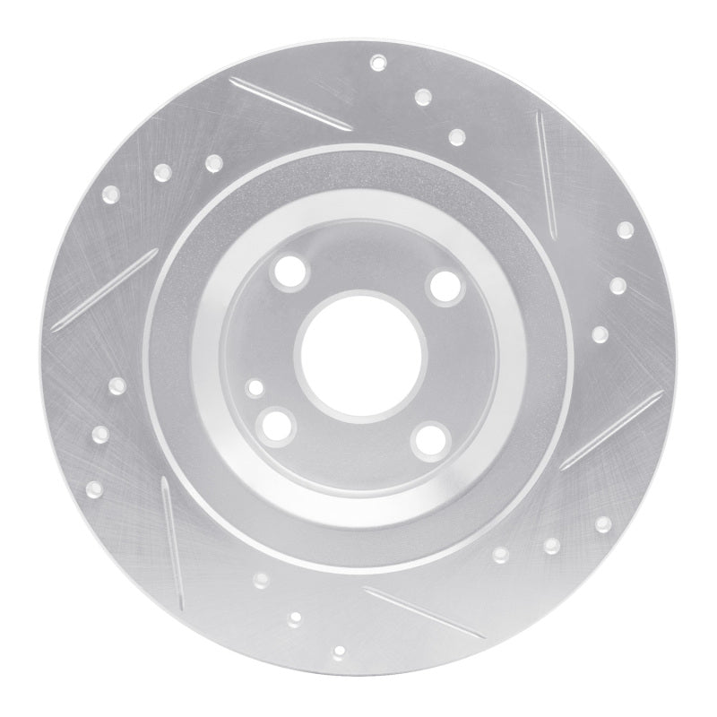 R1 2016-2025 Fiat 124 Spider Rear Left Drilled & Slotted Silver Brake Rotor