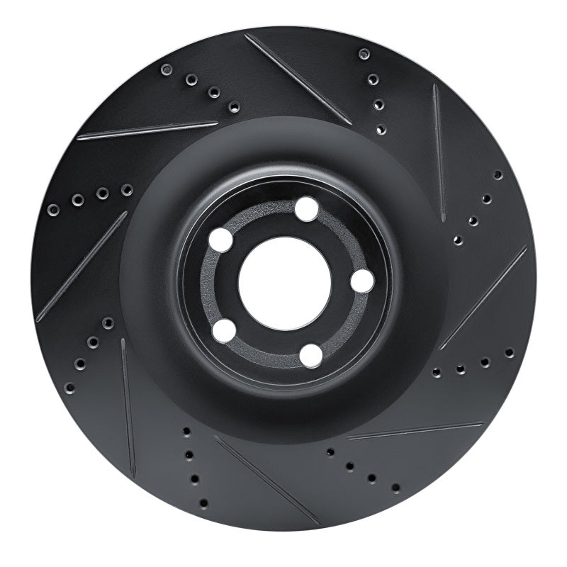 R1 21-25 Ford Mustang Mach-E Front Right Drilled & Slotted Black Brake Rotor